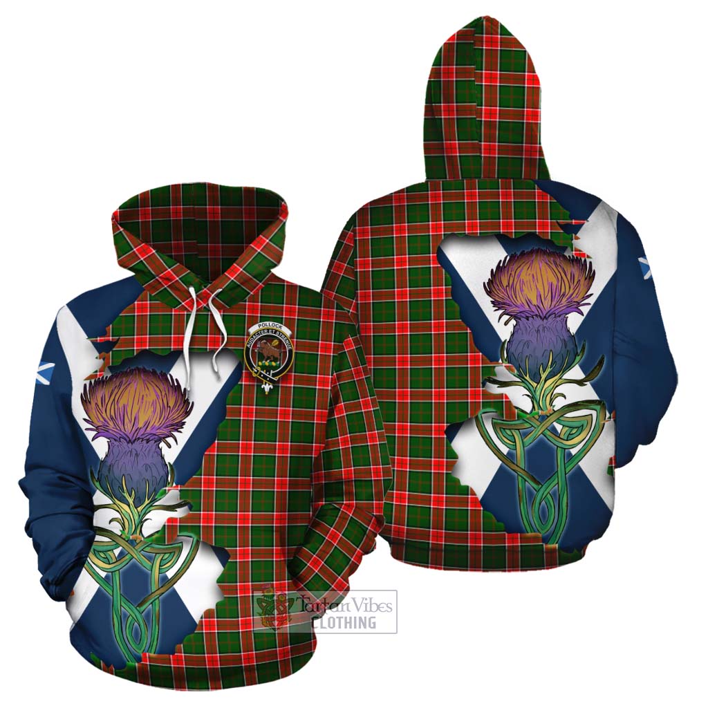 Tartan Vibes Clothing Pollock Tartan Family Crest Cotton Hoodie Scottish Thistle Celtic Inspired
