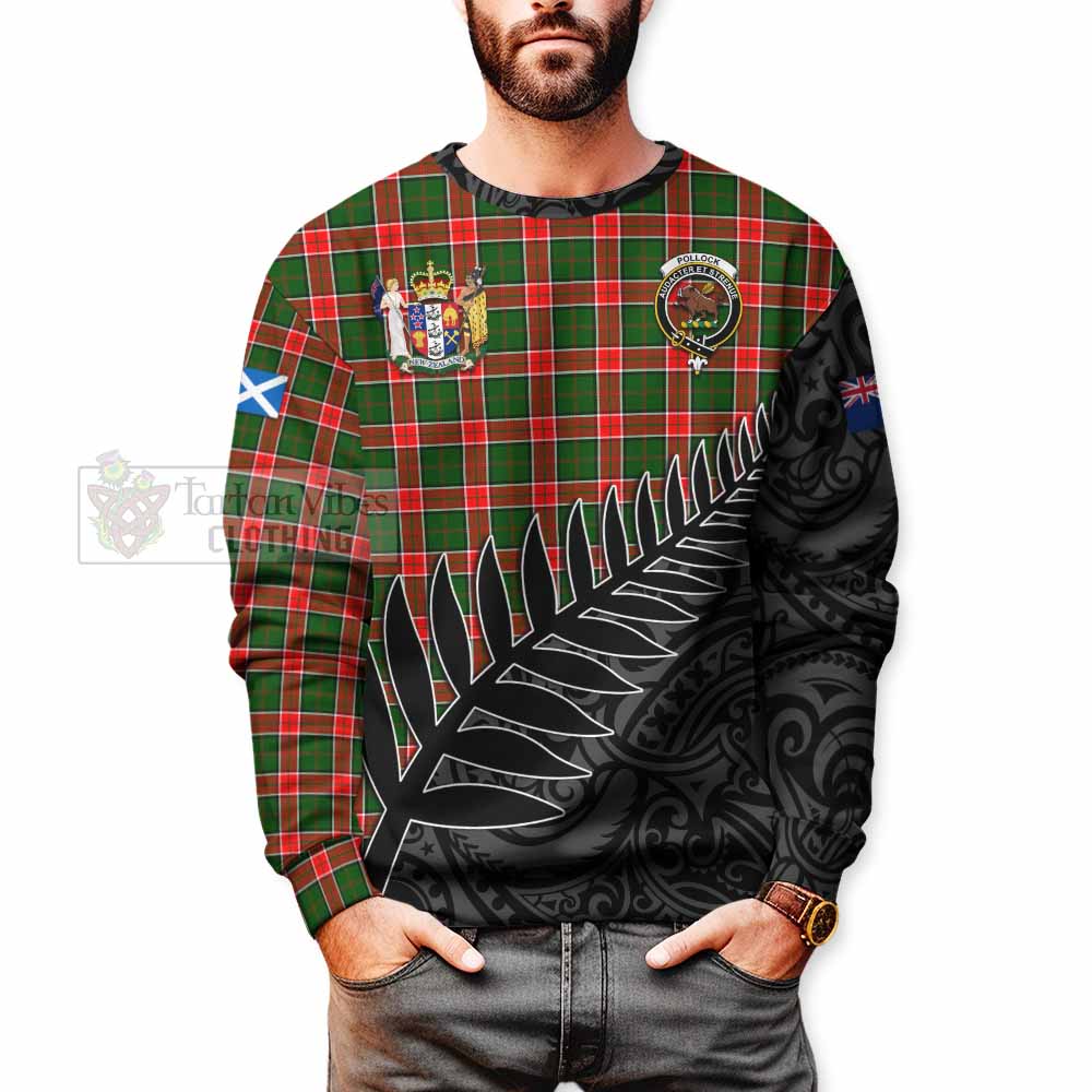Pollock Crest Tartan Sweatshirt with New Zealand Silver Fern Half Style - Tartan Vibes Clothing