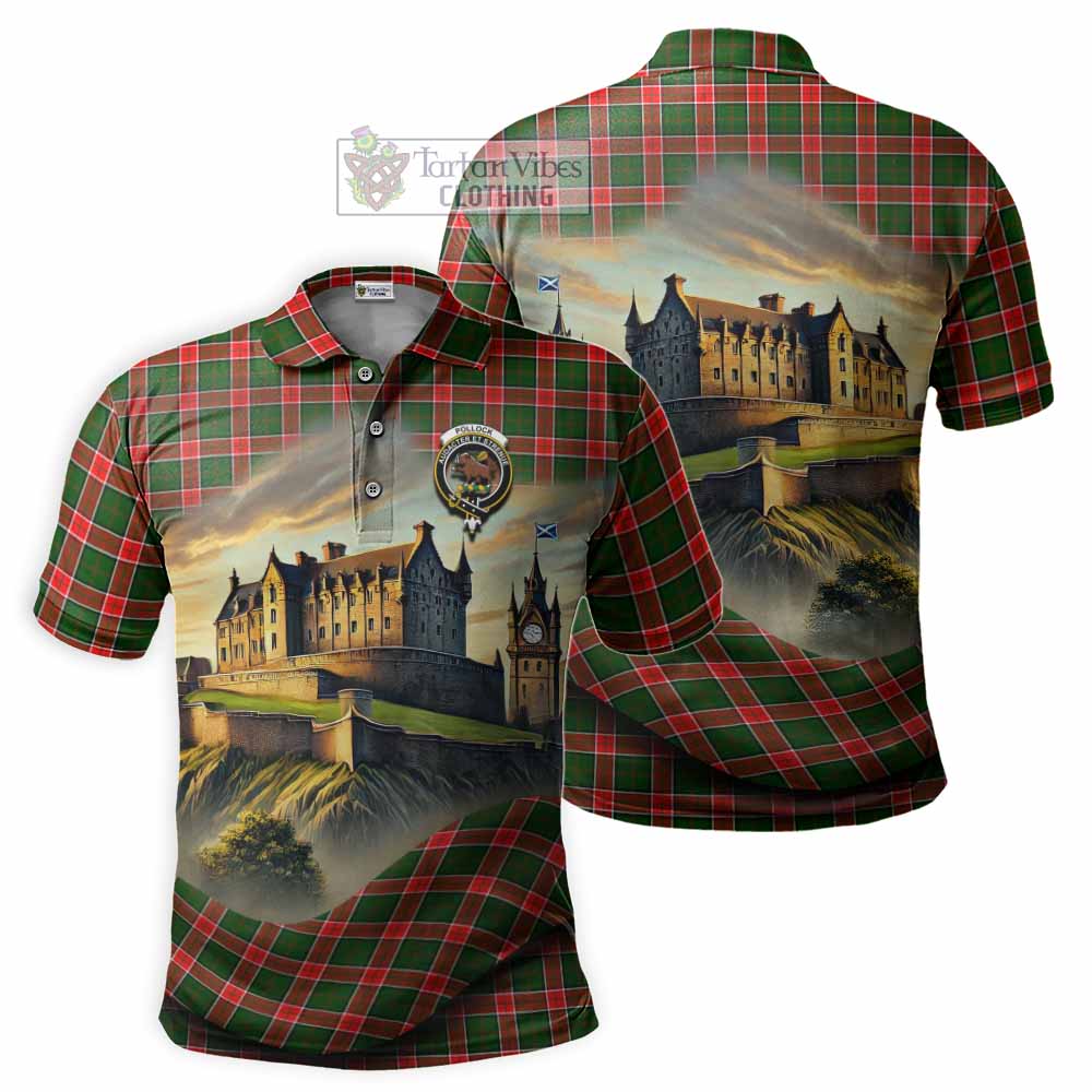 Tartan Vibes Clothing Pollock Tartan Family Crest Polo Shirt with Scottish Ancient Castle Stype