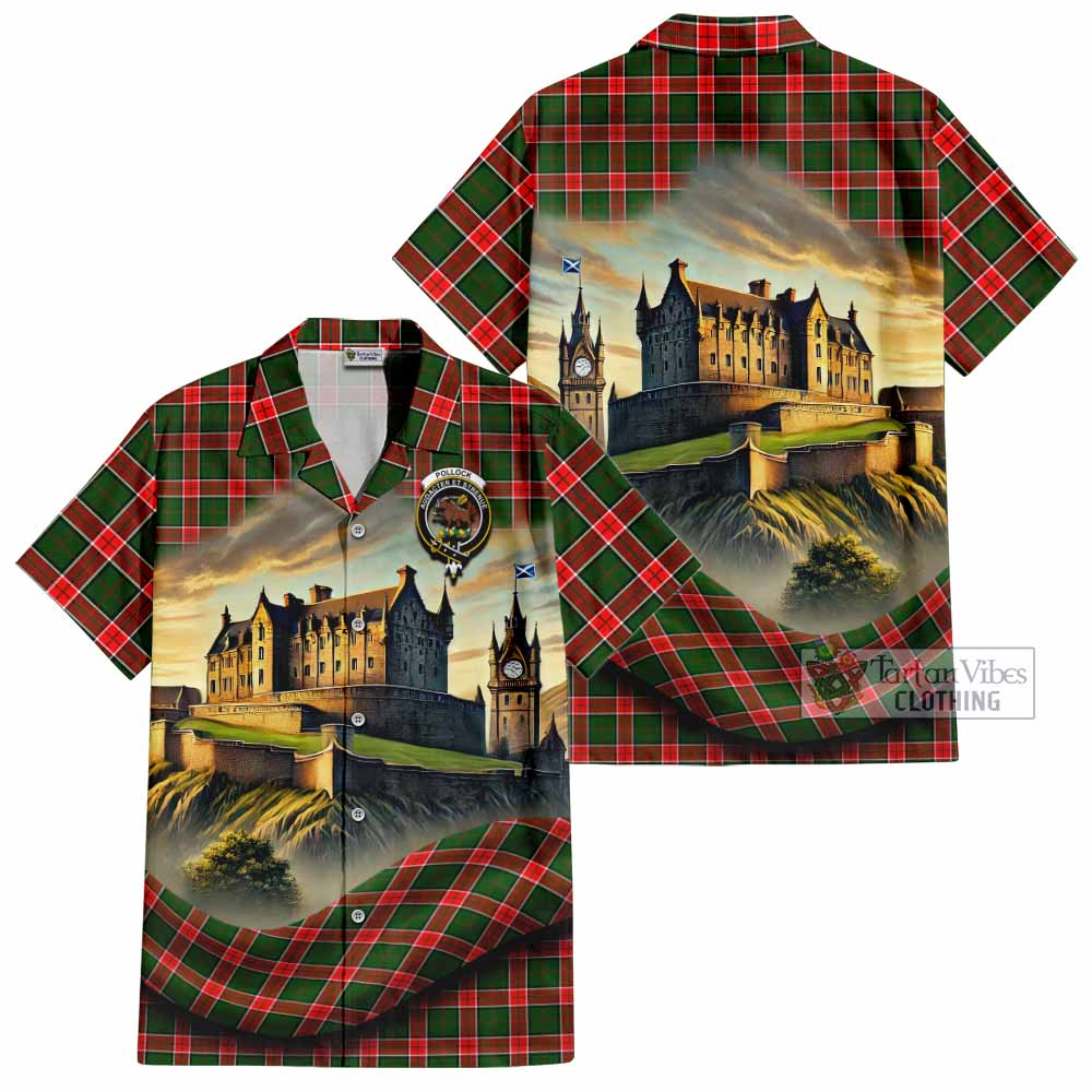 Pollock Tartan Family Crest Hawaiian Shirt with Scottish Ancient Castle Style - Tartan Vibes Clothing