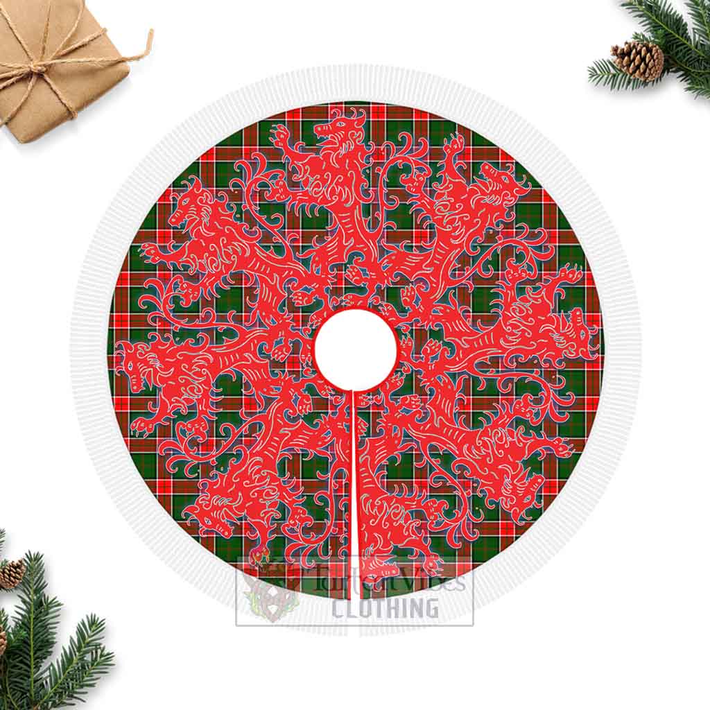Pollock Tartan Christmas Tree Skirt Lion Rampant Style Fringed Tree Skirts - Tartan Vibes Clothing