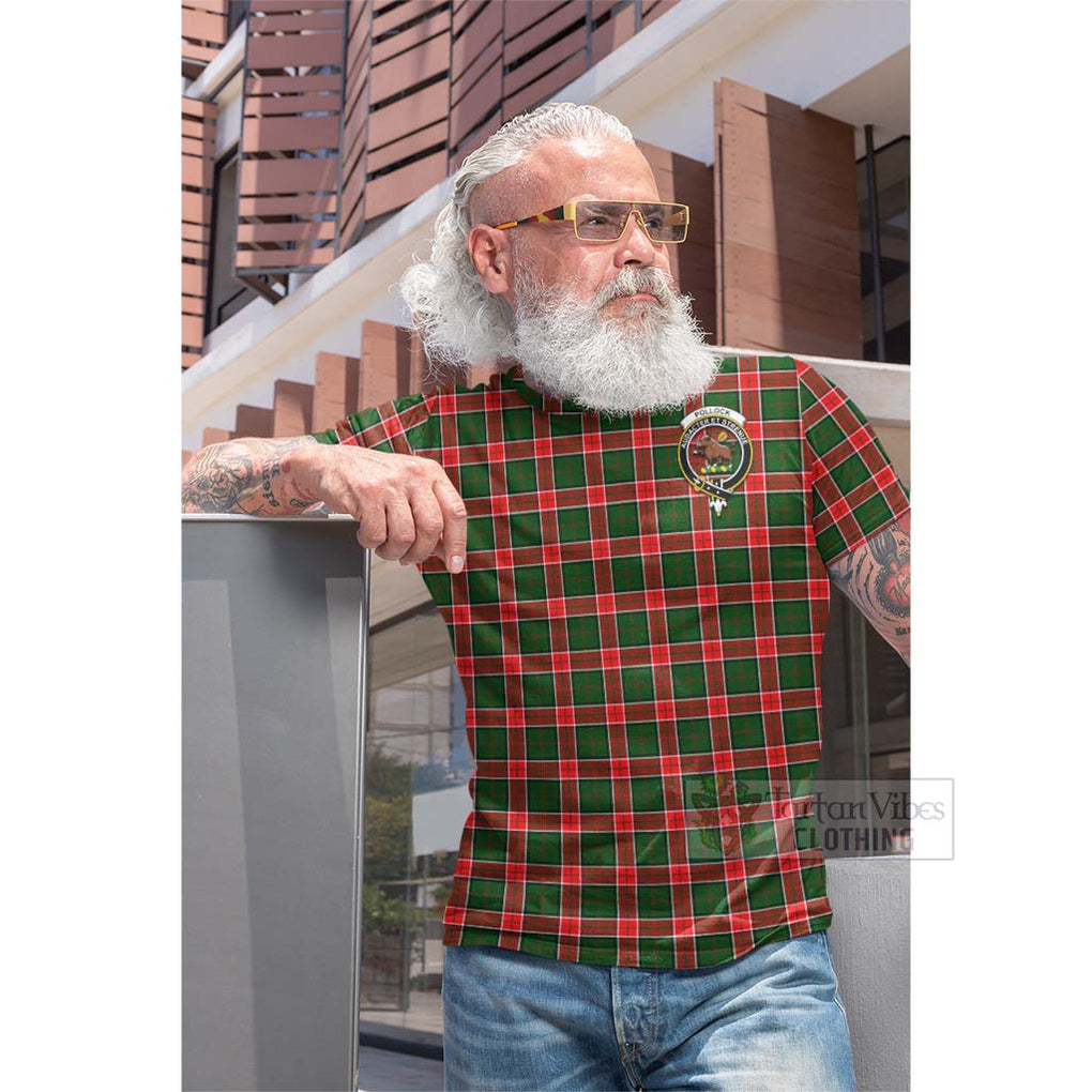 Pollock Tartan Cotton T-shirt with Family Crest Celtic Skull Style - Tartan Vibes Clothing