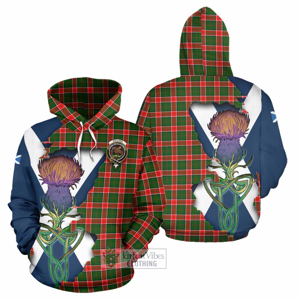 Tartan Vibes Clothing Pollock Tartan Family Crest Hoodie Scottish Thistle Celtic Inspired