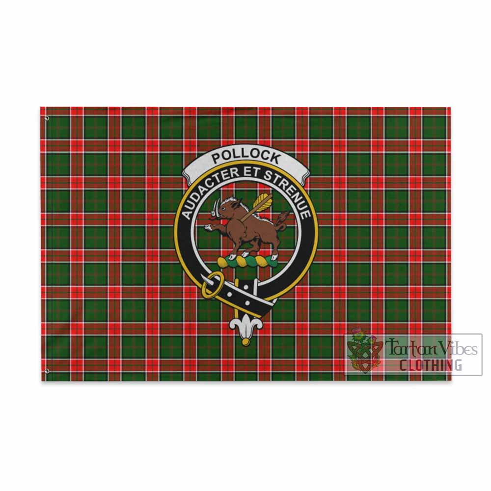 Tartan Vibes Clothing Pollock Tartan House Flag with Family Crest