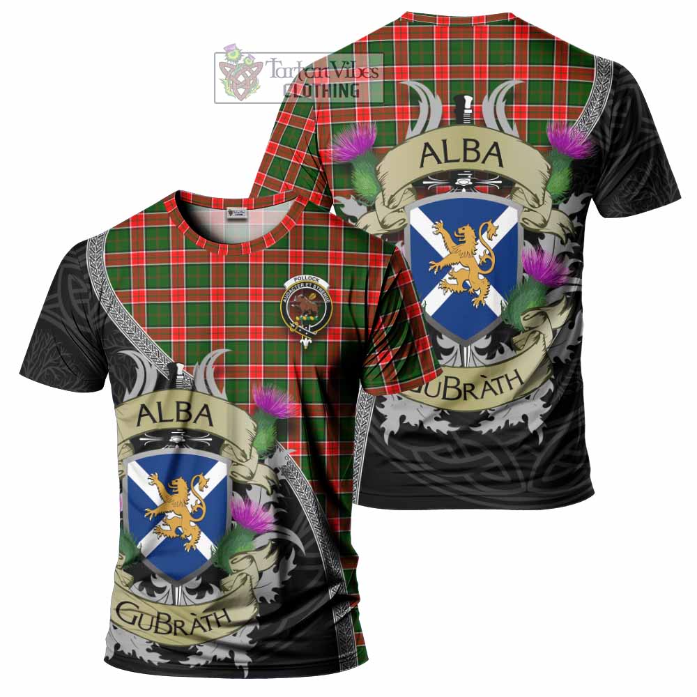 Pollock Tartan Family Crest T-Shirt Lion Rampant Royal Thistle Shield Celtic Inspired - Tartan Vibes Clothing