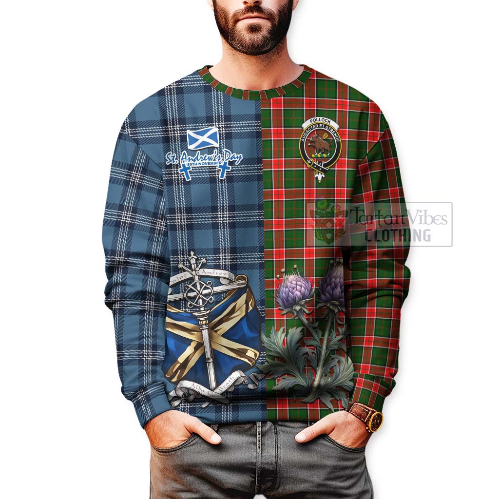 Pollock Tartan Sweatshirt Happy St. Andrew's Day Half Tartan Style - Tartan Vibes Clothing