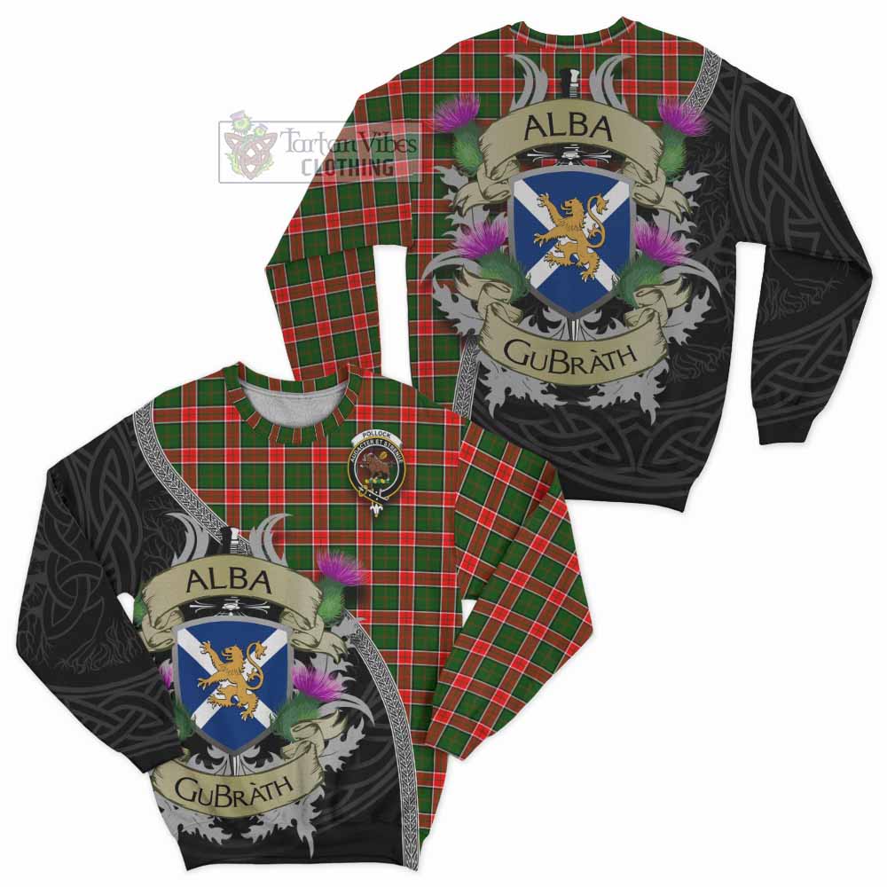 Pollock Tartan Family Crest Sweatshirt Lion Rampant Royal Thistle Shield Celtic Inspired - Tartan Vibes Clothing