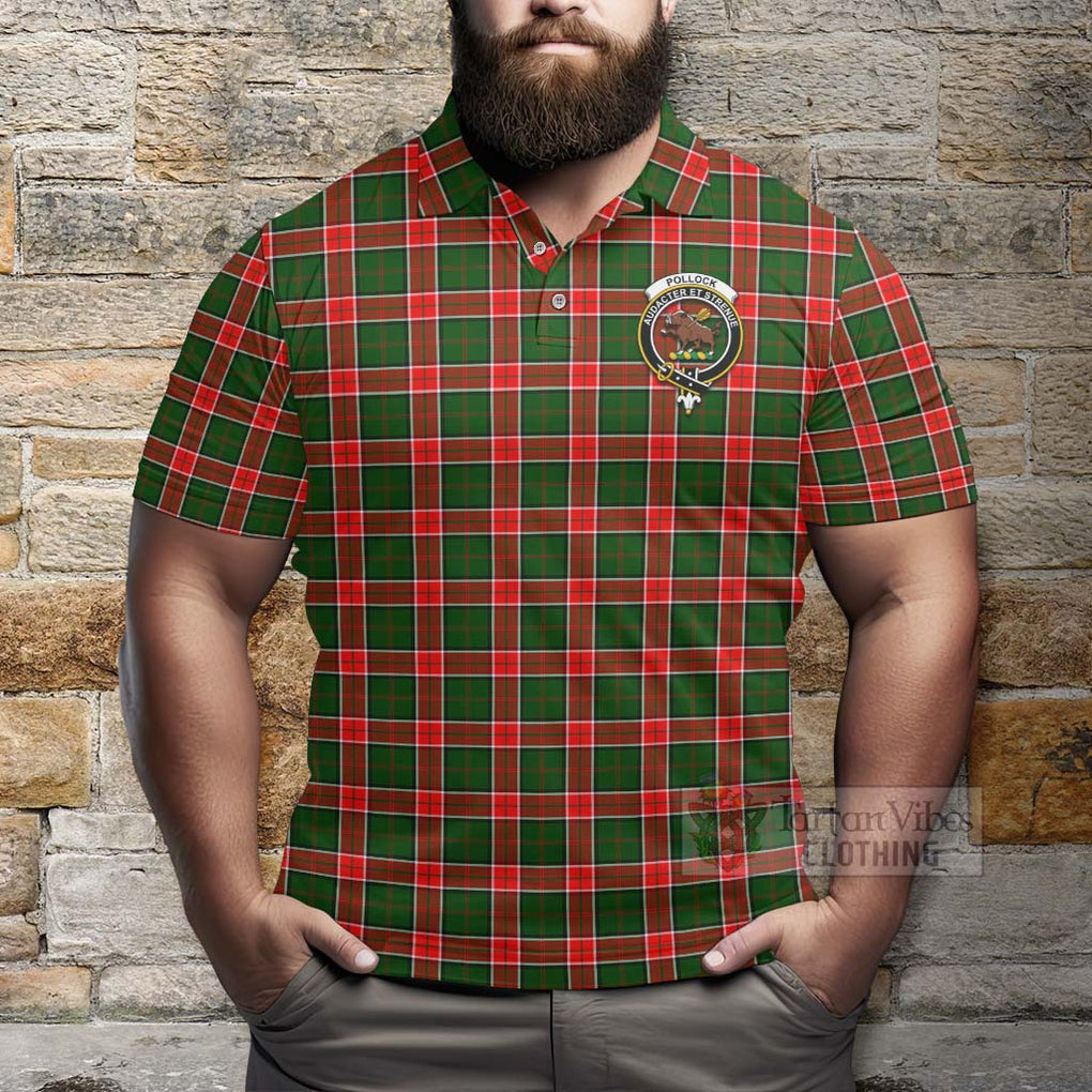 Pollock Tartan Polo Shirt with Family Crest Celtic Skull Style - Tartan Vibes Clothing
