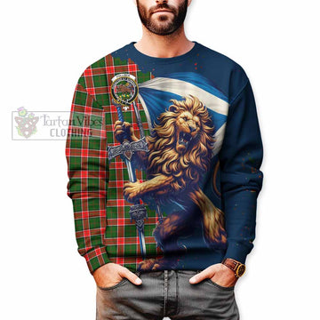 Pollock Tartan Family Crest Sweatshirt with Scottish Majestic Lion - Tartan Vibes Clothing