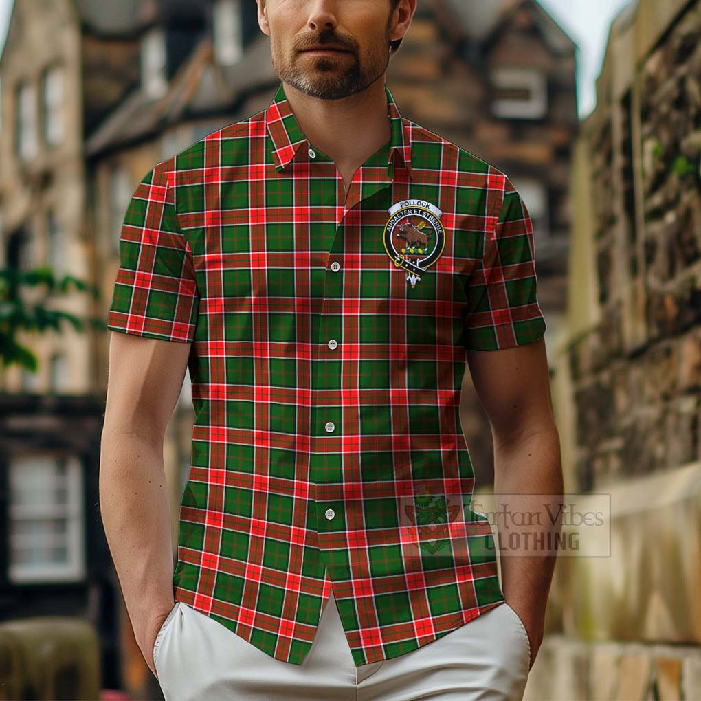 Pollock Tartan Hawaiian Shirt with Family Crest Celtic Skull Style - Tartan Vibes Clothing