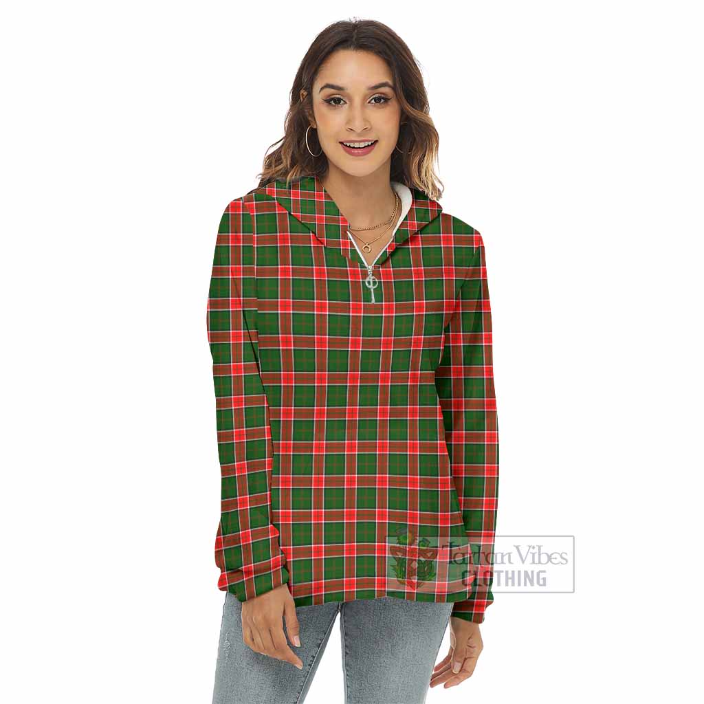 Pollock Tartan Women's Borg Fleece Hoodie with Half Zip - Tartan Vibes Clothing