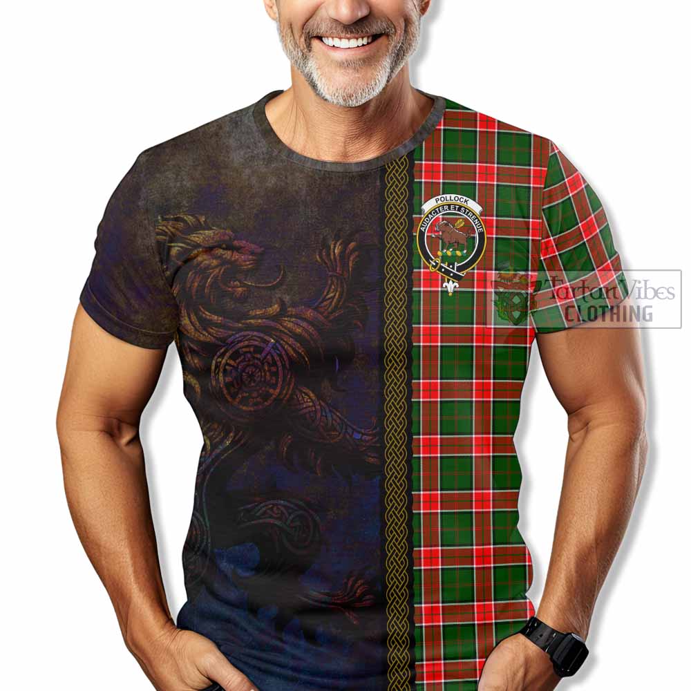 Pollock Tartan Family Crest T-Shirt Alba Gu Brath Be Brave Lion Ancient Style - Tartan Vibes Clothing