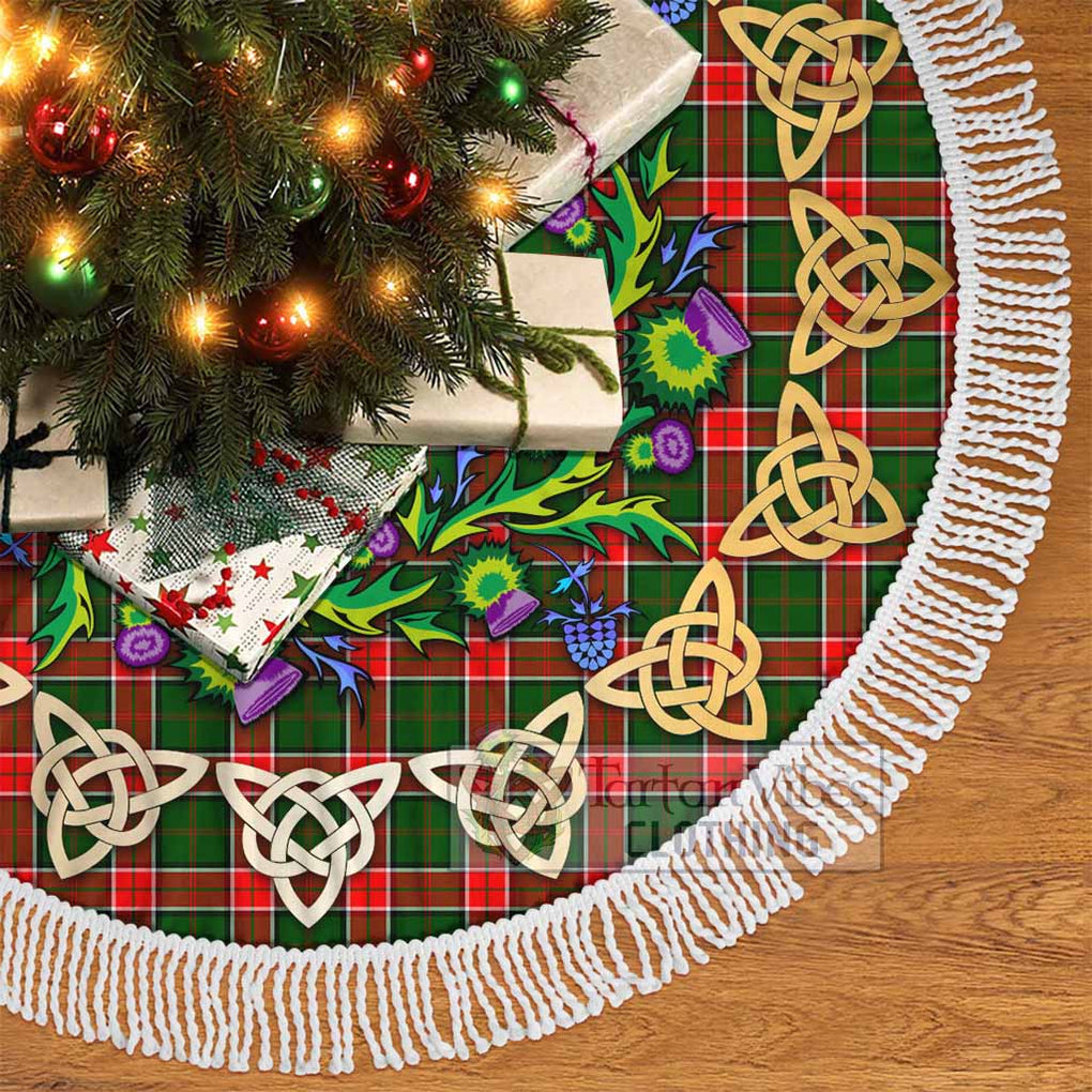 Tartan Vibes Clothing Pollock Tartan Christmas Tree Skirt with Thistle Celtic Knot Style