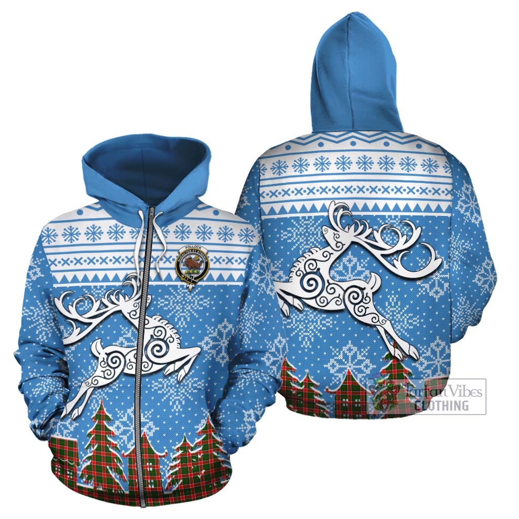 Pollock Clan Christmas Cotton Hoodie Celtic Reindeer Style - Tartan Vibes Clothing
