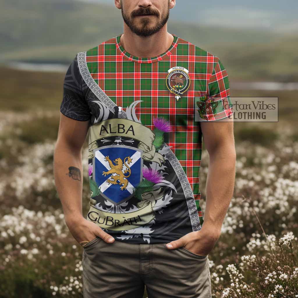 Pollock Tartan Family Crest T-Shirt Lion Rampant Royal Thistle Shield Celtic Inspired - Tartan Vibes Clothing