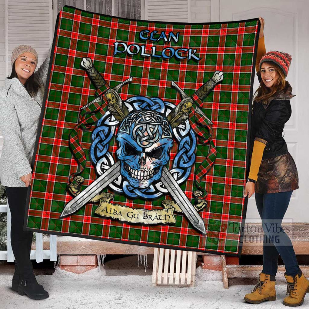 Pollock Tartan Quilt with Celtic Skull Alba Gu Brath Style - Tartan Vibes Clothing