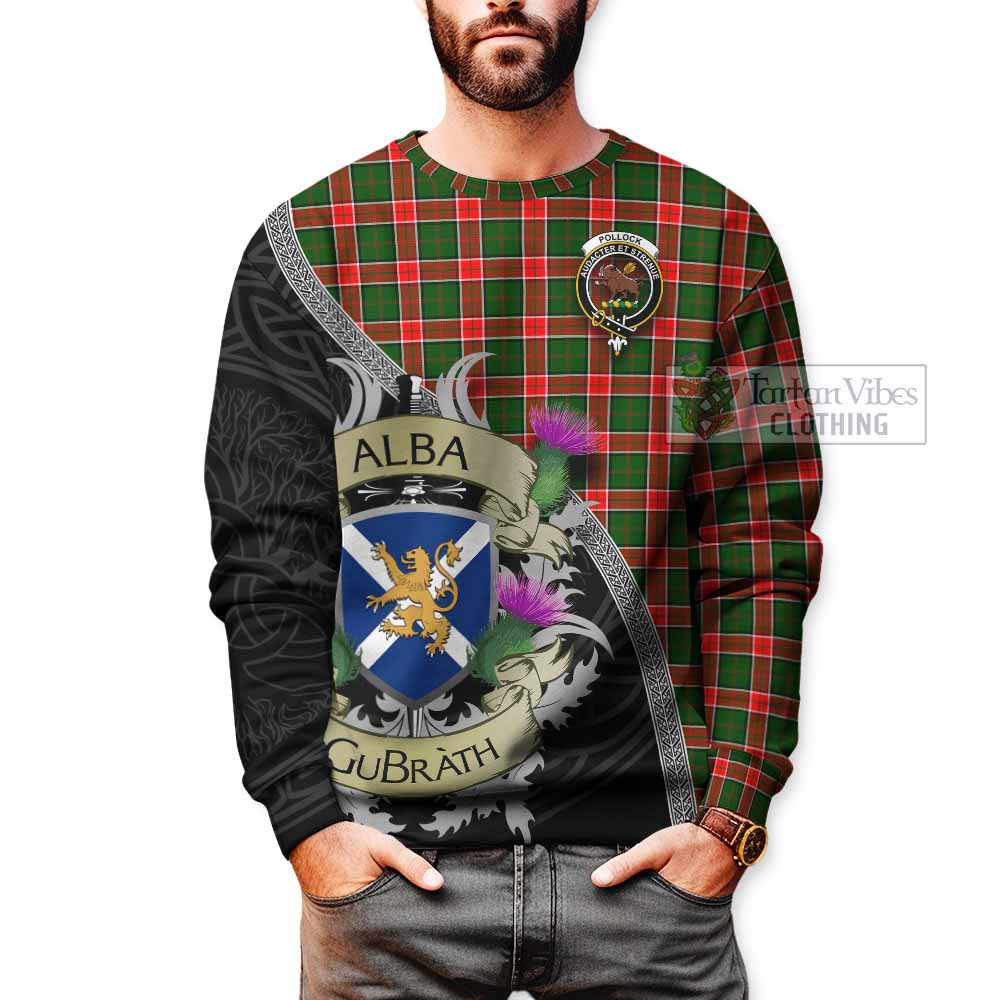 Pollock Tartan Family Crest Sweatshirt Lion Rampant Royal Thistle Shield Celtic Inspired - Tartan Vibes Clothing