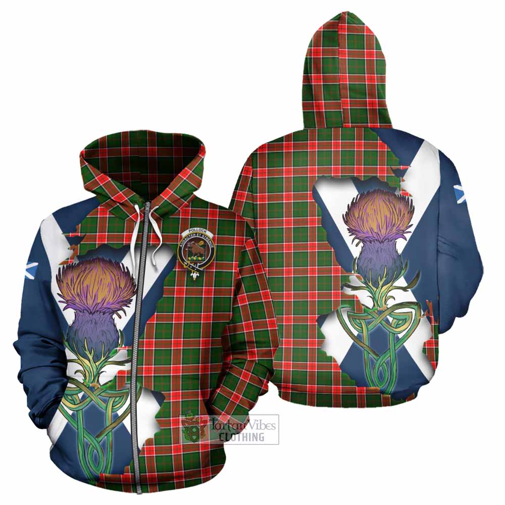 Tartan Vibes Clothing Pollock Tartan Family Crest Hoodie Scottish Thistle Celtic Inspired