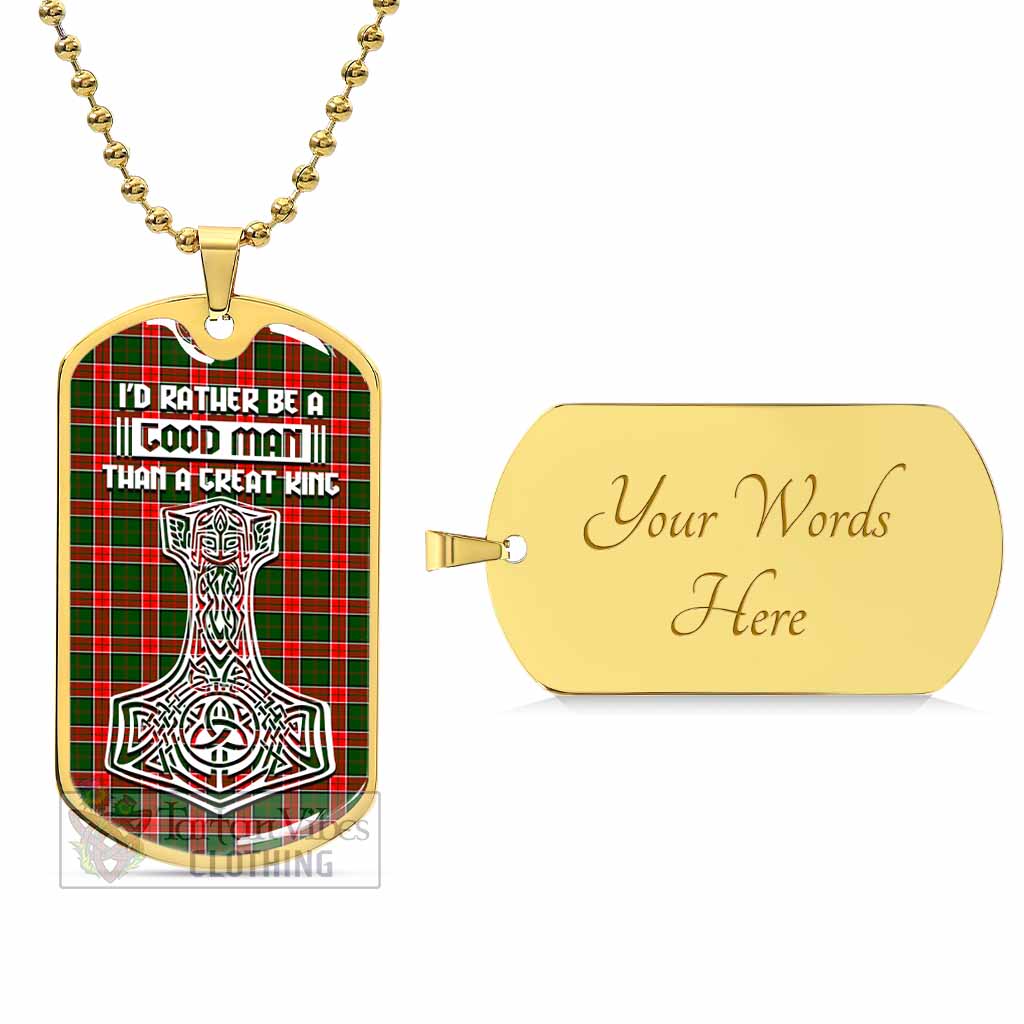 Pollock Tartan Dog Tag Necklace Viking Mjolnir Style Gold Yes - Tartan Vibes Clothing
