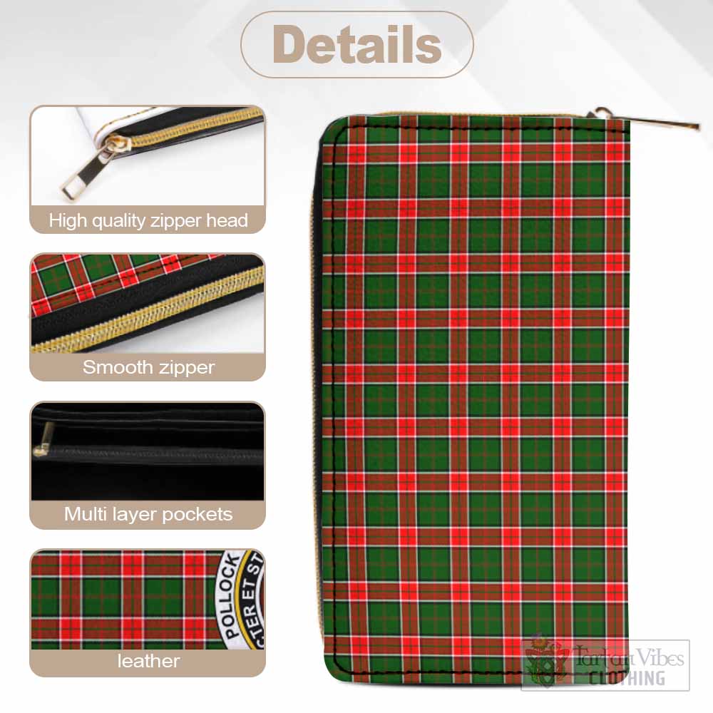 Pollock Tartan Women's Leather Wallet with Family Crest - Tartan Vibes Clothing