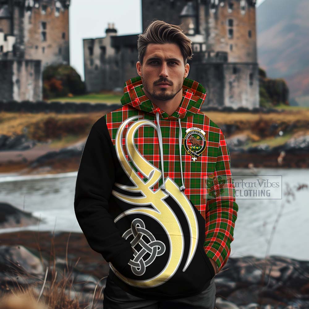 Pollock Tartan Cotton Hoodie with Family Crest and Celtic Symbol Style - Tartan Vibes Clothing