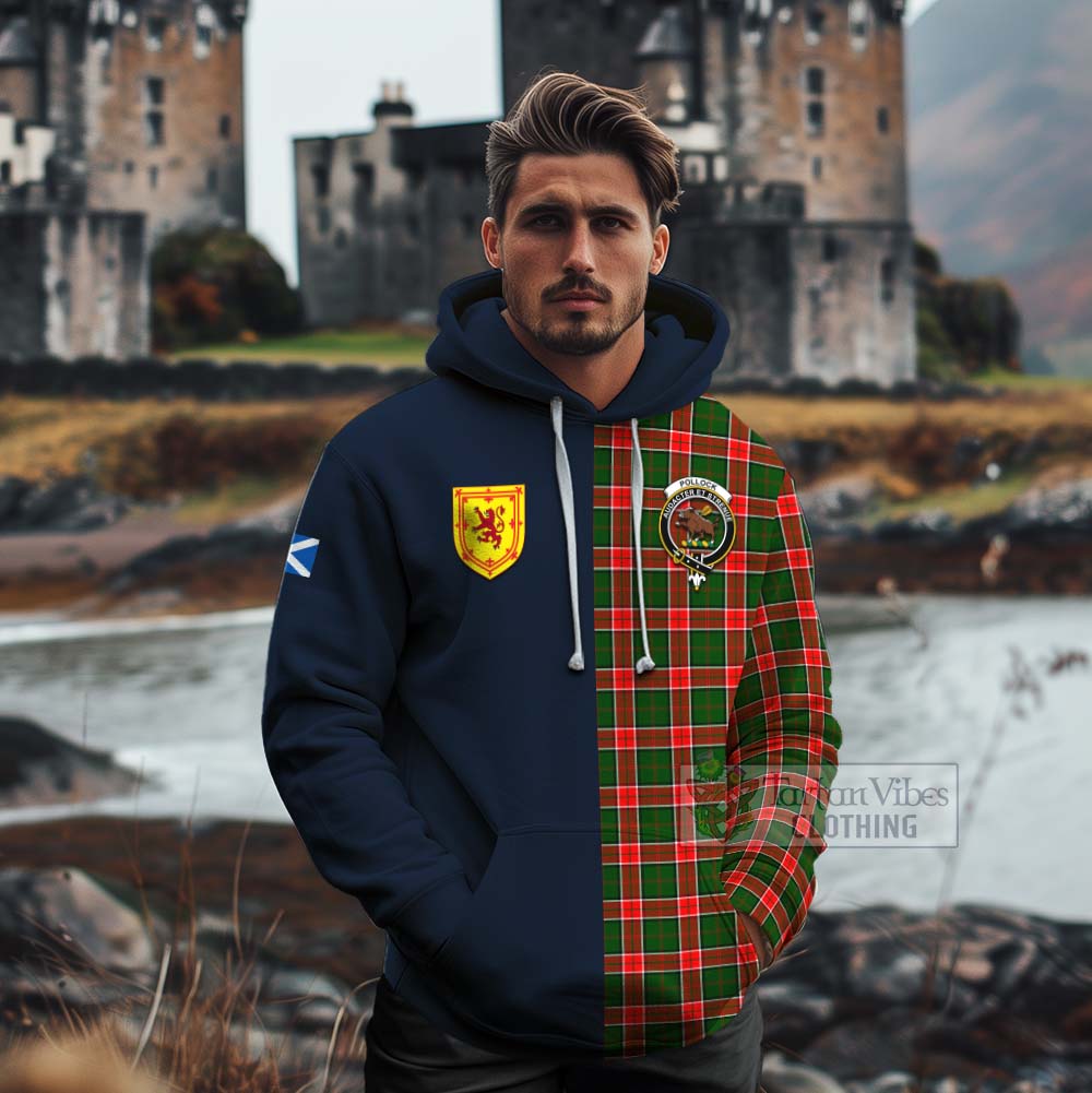Pollock Tartan Cotton Hoodie Alba with Scottish Lion Royal Arm Half Style - Tartan Vibes Clothing