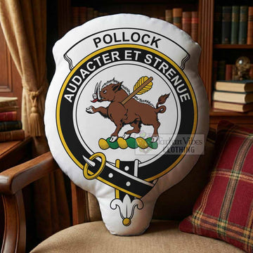 Pollock Clan Crest Shaped Throw Pillow, Scottish Clan Badge Decorative Pillow