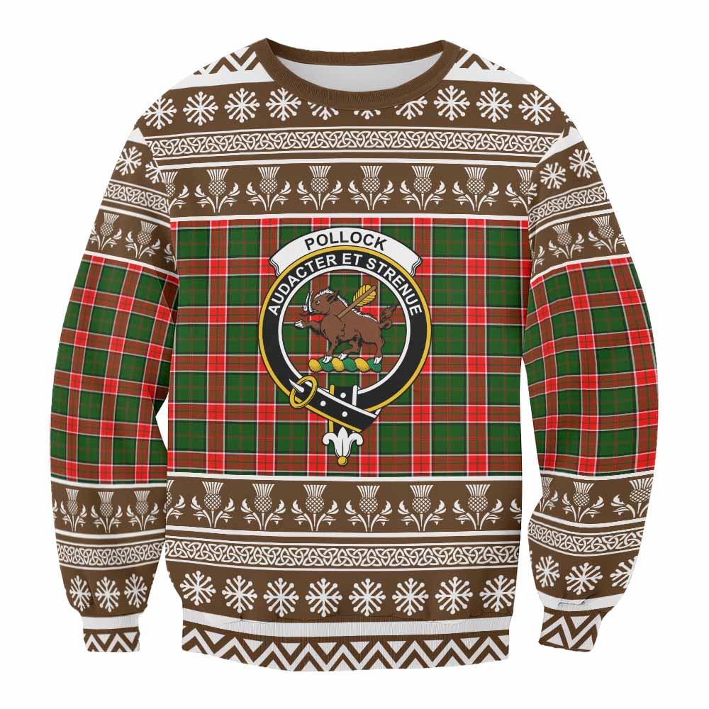 Pollock Clan Tartan Christmas Sweatshirt with Family Crest - Tartan Vibes Clothing