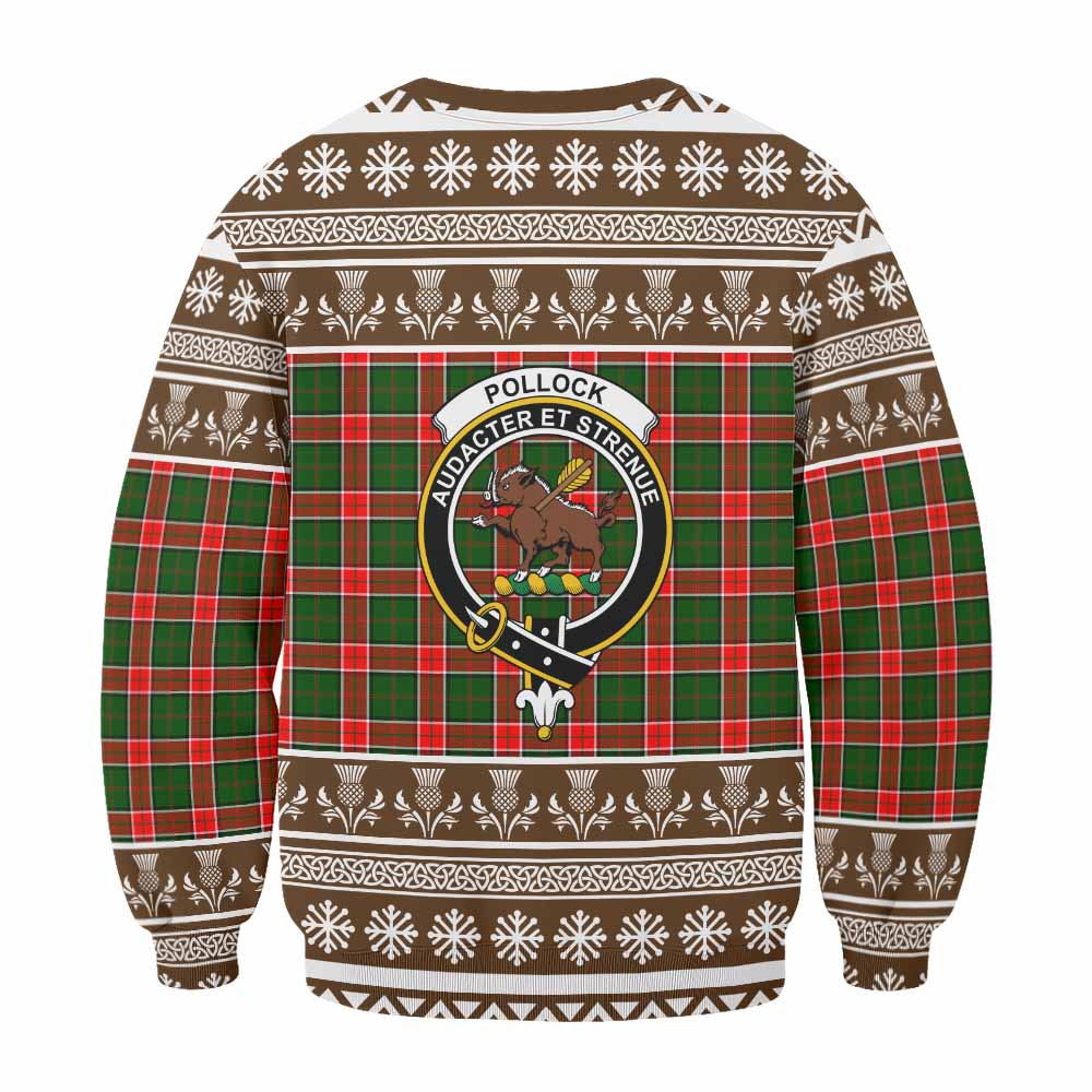 Pollock Clan Tartan Christmas Sweatshirt with Family Crest - Tartan Vibes Clothing