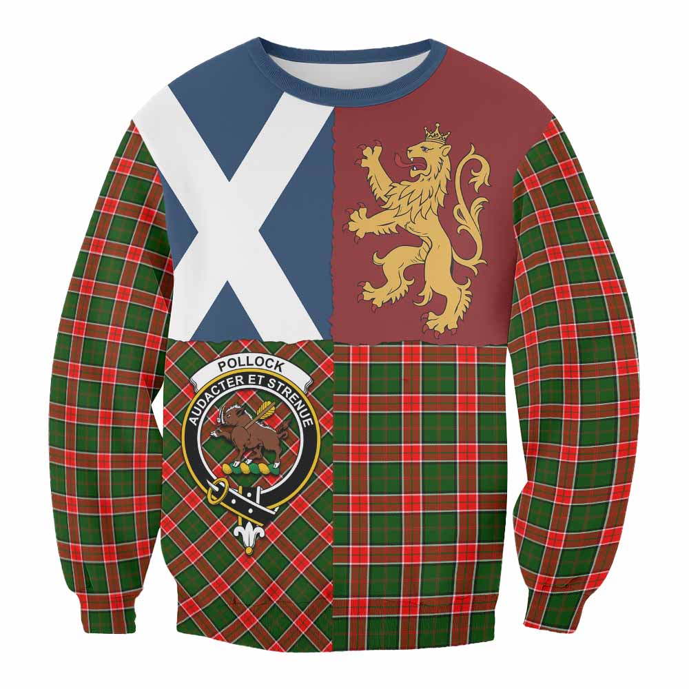 Pollock Crest Tartan Sweatshirt with Lion Rampant Saltire Style