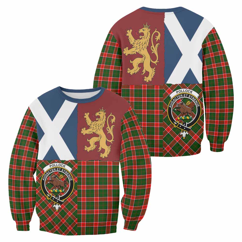 Pollock Crest Tartan Sweatshirt with Lion Rampant Saltire Style