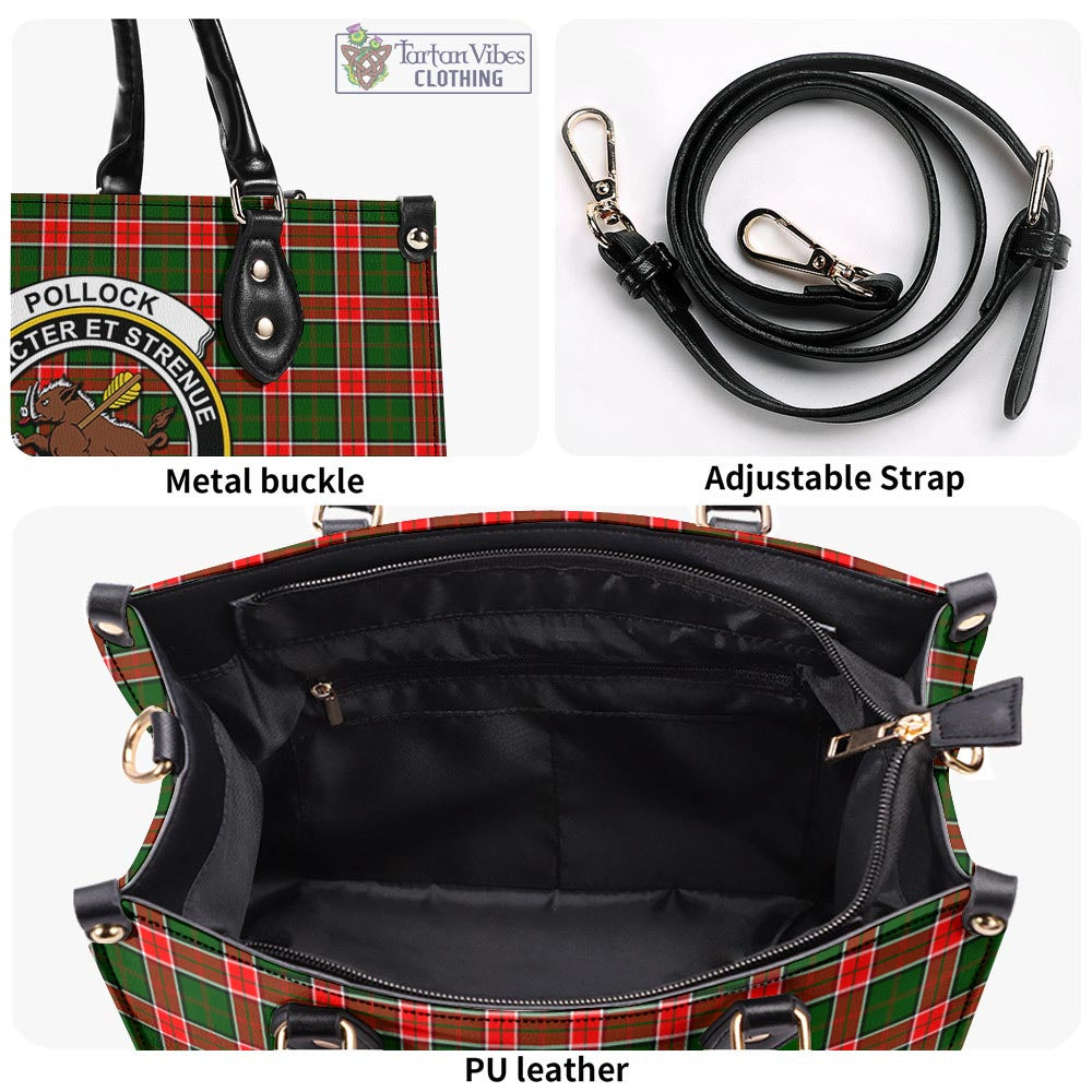 Pollock Tartan Luxury Leather Handbags with Family Crest - Tartan Vibes Clothing