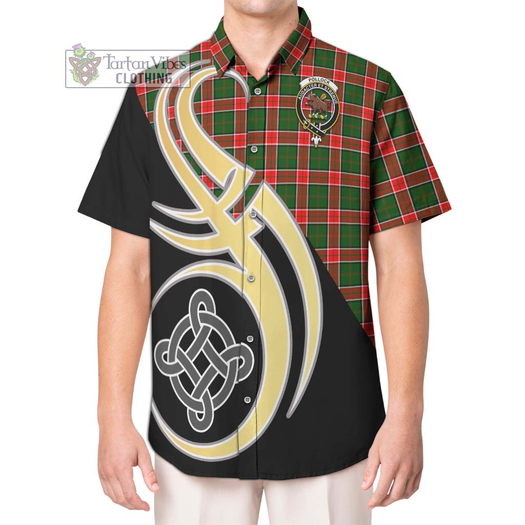 Pollock Tartan Hawaiian Shirt with Family Crest and Celtic Symbol Style Kid - Tartan Vibes Clothing