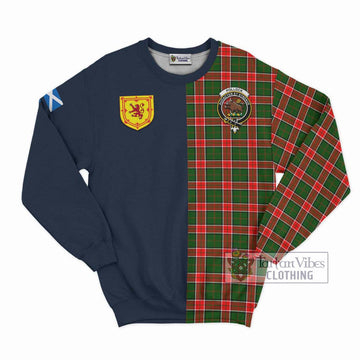 Pollock Tartan Sweatshirt Alba with Scottish Lion Royal Arm Half Style Unisex - Tartan Vibes Clothing