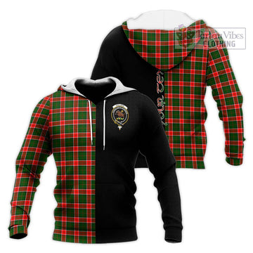 Pollock Tartan Knitted Hoodie with Family Crest and Half Of Me Style Unisex Knitted Pullover Hoodie - Tartan Vibes Clothing