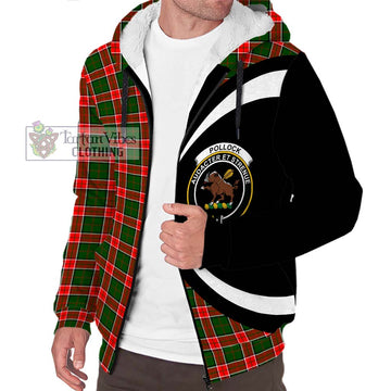 Pollock Tartan Sherpa Hoodie with Family Crest Circle Style Unisex S - Tartan Vibes Clothing