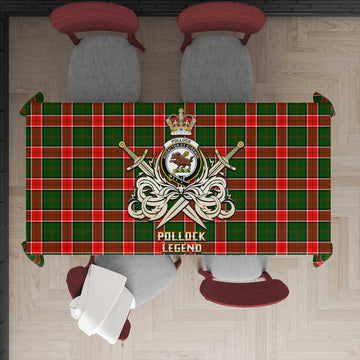 Pollock Modern Tartan Tablecloth with Clan Crest and the Golden Sword of Courageous Legacy
