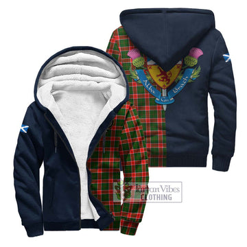 Pollock Tartan Sherpa Hoodie Alba with Scottish Lion Royal Arm Half Style Unisex S - Tartan Vibes Clothing