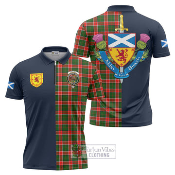 Pollock Tartan Zipper Polo Shirt Alba with Scottish Lion Royal Arm Half Style Unisex - Tartan Vibes Clothing