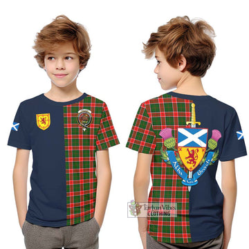 Pollock Tartan Kid T-Shirt Alba with Scottish Lion Royal Arm Half Style Youth XL Size14 - Tartan Vibes Clothing