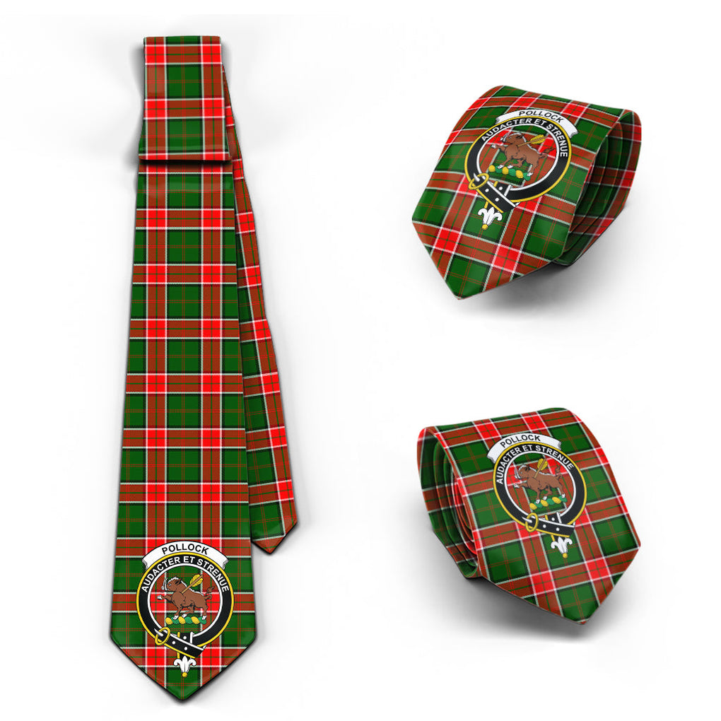 Pollock Tartan Classic Necktie with Family Crest Necktie One Size - Tartan Vibes Clothing