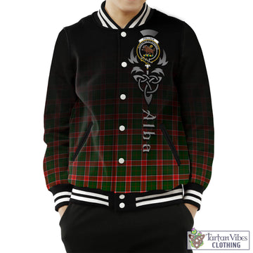 Pollock Tartan Baseball Jacket Featuring Alba Gu Brath Family Crest Celtic Inspired Unisex - Tartan Vibes Clothing