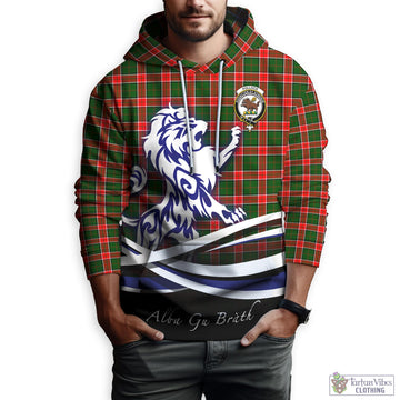 Pollock Tartan Hoodie with Alba Gu Brath Regal Lion Emblem Zip Hoodie - Tartan Vibes Clothing