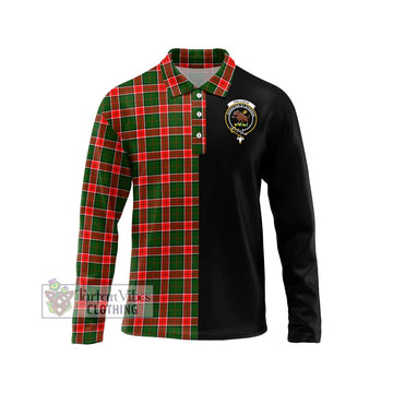 Pollock Tartan Long Sleeve Polo Shirt with Family Crest and Half Of Me Style Unisex - Tartan Vibes Clothing