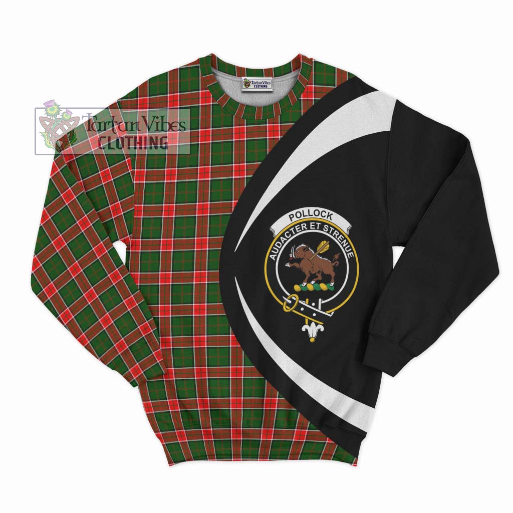 Pollock Tartan Sweatshirt with Family Crest Circle Style Unisex - Tartan Vibes Clothing