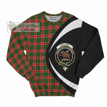 Pollock Tartan Sweatshirt with Family Crest Circle Style Unisex - Tartan Vibes Clothing