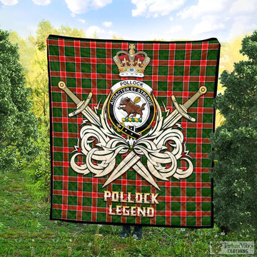 Pollock Modern Tartan Quilt with Clan Crest and the Golden Sword of Courageous Legacy