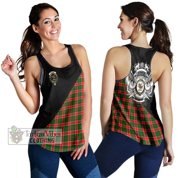 Pollock Tartan Women's Racerback Tanks with Family Crest and Military Logo Style 4XL - Tartan Vibes Clothing