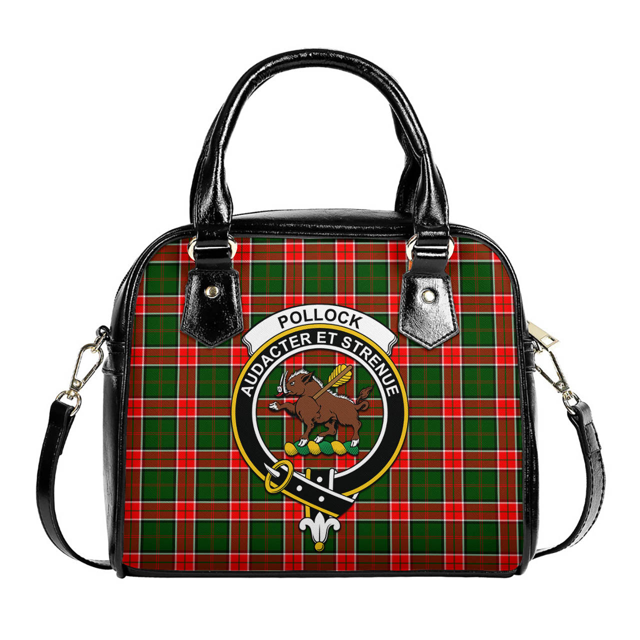 Pollock Tartan Shoulder Handbags with Family Crest One Size 9*21*24 cm (3.54*8.27*9.45 inches) - Tartan Vibes Clothing
