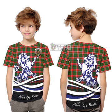 Pollock Tartan Kid T-Shirt with Alba Gu Brath Regal Lion Emblem Youth XL Size14 - Tartan Vibes Clothing